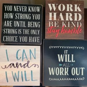 4 Wooden Inspirational Wall Blocks